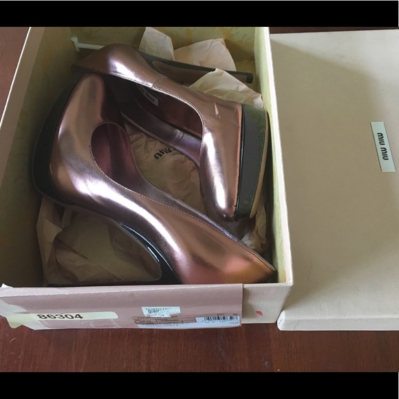 MIU MIU PRADA 💯% authentic leather rosegold heels - Picture 5 of 8